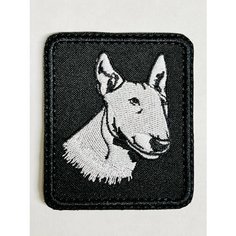 Нашивка на одежду, патч, шеврон на липучке "Бультерьер" 7,5х 6 см Вышивка для Вас