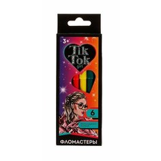 Фломастеры TIK TOK GIRL 6 цветов, круглые