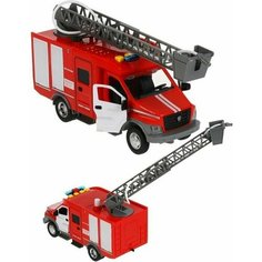 Реалистичная пожарная машина (22 см) с цистерной и насосом для разбрызгивания воды (свет, звук, инерция) Полесье