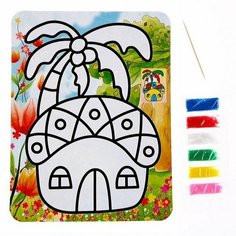 Фреска с цветным основанием Домик в джунглях, 6 цветов песка Китай