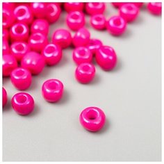 Бисер круглый , размер №6, Фуксия неон 20 грамм , для рукоделия, плетения, вышивания Нет бренда