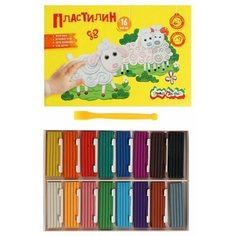 Пластилин 16 цветоветов 240 г "Каляка-Маляка", со стеком