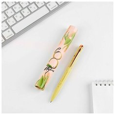 Ручка металл в подарочном тубусе C 8 марта , синяя паста, 1.0 мм Нет бренда