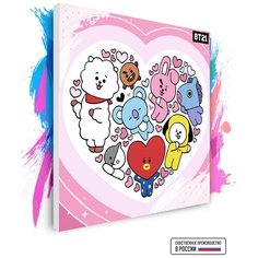Картина по номерам на холсте BTS BT21 Чиби, 100 х 100 см Красиво Красим