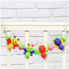 Растяжка погремушка, Крошка Я "Веселые бабочки", на коляску, кроватку, 4 игрушки