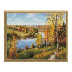 Алмазная мозаика с нанесённой рамкой "Прищепа. Осень. Глубинка" 32 цвета 40x50 (Molly)