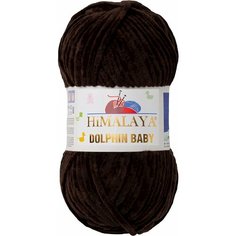 Пряжа Himalaya Dolphin Baby, 1 моток (120 м,100 г) плюшевая, цвет 80343 темно-коричневый