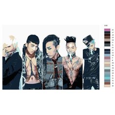 Картина по номерам V-81 "K-pop Big Bang. Участники группы" 40х60 Brushes Paints