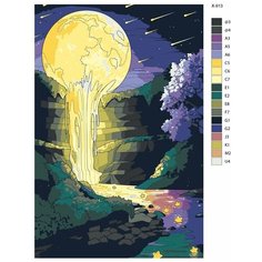 Картина по номерам X-913 "Лунный водопад. Пейзаж" 60х90 Brushes Paints