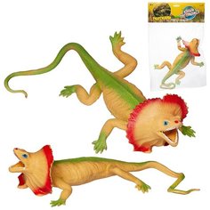 Фигурка Abtoys Юный натуралист Рептилии Ящерица (зелено-песочная с ярким воротником), термопластичная резина PT-01721