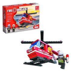 Конструктор Пожарная бригада "Вертолёт", 105 деталей Keyixing