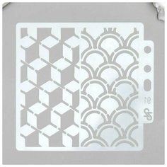 Трафарет пластик "Чешуя и ромбы" 13х14 см Noname