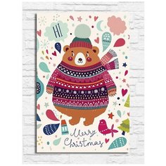 Картина по номерам на холсте новый год 2023 Merry Christmas, Санта - 11438 В 20x30