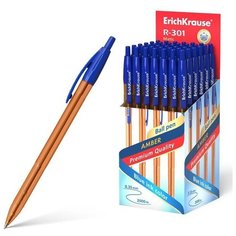 Ручка шариковая автоматическая ErichKrause R-301, узел 0.7 мм, чернила синие, 50 шт.