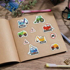 Наклейки бумажные "Машинки", 11 x 16 см, 5 шт. Арт Узор