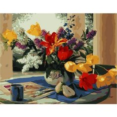 Картина по номерам Разноцветные тюльпаны и сирень 40х50 см Hobby Home