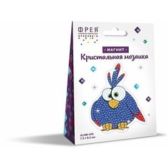 Мозаика кристальная 7,5х8,5см "Синяя птичка" магнит Нет бренда
