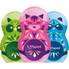 Точилка с ластиком MAPED "LOOPY Mini Cute", с контейнером, корпус ассорти, 049113 В комплекте: 24шт.