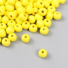 Бусины для творчества дерево "Лимонно жёлтый" d-0,8 см, набор 20 гр Арт Узор