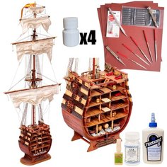 Модель парусного корабля OcCre (Испания), Santisima Trinidad (сечение), М. 1:90, набор для сборки + инструменты, краски, лак, клей Ocio Creativo