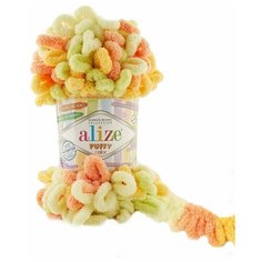 Пряжа Alize Puffy Color (6313-секционный) 100г, 9м (Ализе Пуффи Колор), 2 шт