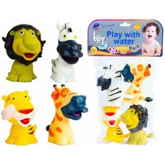 Игрушки-пищалки для ванны "Африканские животные" 707A / 4 шт. Denco Store