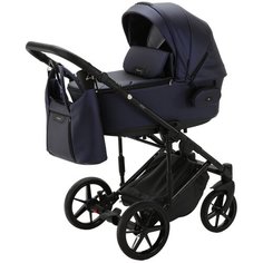 Коляска универсальная Adamex Zico Deluxe 2 в 1, Z-SM9 - Темно-синия перламутровая экокожа