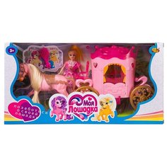 Игровой набор Abtoys Моя лошадка. Карета с лошадкой и куколкой, розовая PT-01461P