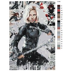 Картина по номерам Z-599 "Скарлетт Йоханссон - Чёрная Вдова" 40х60 Brushes Paints
