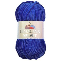 Пряжа плюшевая, велюровая Himalaya Velvet (Хималая вельвет) 100г/120м, 100% микрополиэстер, цвет: 90029 ультрамарин (синий), 1 моток
