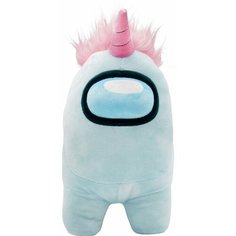 Мягкая игрушка Among Us светло-голубая с рогом (30 см) Yume