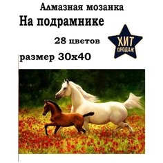 Алмазная мозаика 30x40 "Лошади" на подрамнике, 28цветов Нет бренда