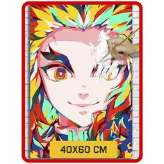 Картина по номерам на холсте Аниме Клинок рассекающий демонов Кеджуро Ренгоку - 7342 В 60x40