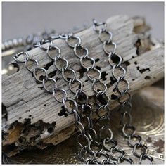 Цепь декоративная для бижутерии 5 м / цепочка для рукоделия /фурнитура для украшений, сталь цвет черный, 9х7х1.5 мм. КафеБижу