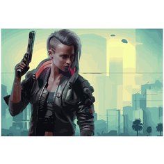Картина по номерам на холсте Cyberpunk 2077 девушка - 18 60 х 40