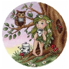 Набор для вышивания "Вечерняя встреча в лесe", 20x20 см, МП-студия М.П.Студия
