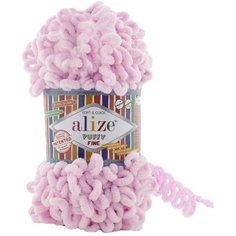 Пряжа Alize Puffy fine розовый (638), 100%микрополиэстер, 14,5м, 100г, 5шт