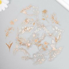 Наклейки для творчества пластик Соцветия набор 40 шт 0,2х10х15 см Китай