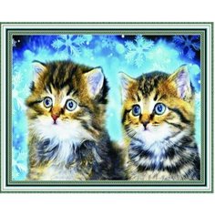 Алмазная мозаика 40х50 на деревянном подрамнике Милые котята Paintboy
