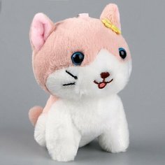 Мягкая игрушка «Кот с цветком» на брелоке, 11 см, цвета микс No Brand