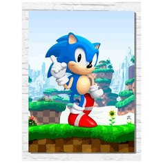 Картина по номерам на холсте игра Sonic 3 (Sega, Сега, 16 bit, 16 бит, ретро приставка) - 9871 В 30x40