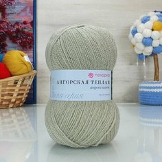 Пряжа пехорка Ангорская теплая (Пехорка), Суровый лен - 43, 40% шерсть, 60% акрил, 5 мотков, 100 г, 480 м.