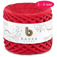 Пряжа Бейка Стиль трикотажная 3-4 мм, 100 % хлопок, 165 г, 100 м, 1 шт., красный