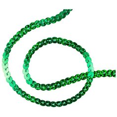 Пайетки для рукоделия на нитке голографические зеленые В4 / Лента (тесьма) с пайетками 80 метров DMO