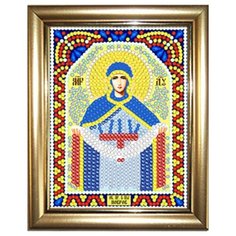 Алмазная мозаика "Богородица Покров" 10,5Х14,5см в подарок золотая рамка для готовой работы НАСЛЕДИЕ