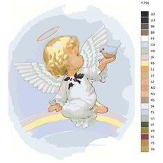 Картина по номерам Y-759 "Малыш Ангел с птичкой" 60x80 Brushes Paints