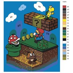 Картина по номерам Y-674 "Super Mario (супер Марио). Марио на пути к спасению принцессы" 60x80 Brushes Paints