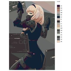 Картина по номерам V-167 "Игра Nier Automata. Оператор 6O" 40х60 Brushes Paints