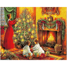 Алмазная мозаика с 5Д и светящимися в темноте элементами 40-50 см "Рождество" без подрамника Алмазное фото