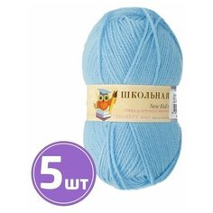 Пряжа для вязания крючком, спицами, для машинного вязания Пехорка Pehorka Школьная средняя, акрил 100%, цвет 05 голубой, 5 шт. по 50 г, 150 м